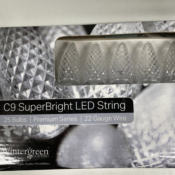 C9 LED String Lights Christmas Indoor Outdoor Home Holiday Decor 25 Bulbs NEW - Picture 2 of 6